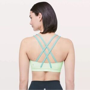 lululemon athletica Cross-Back Sports Bra in Mint Green and Aqua Straps